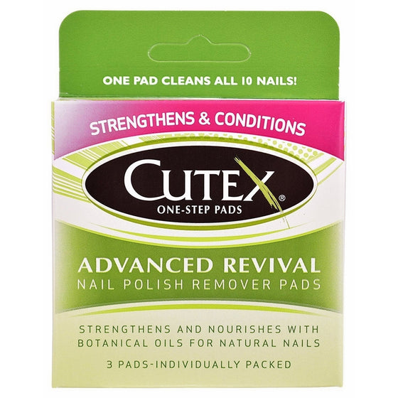 Cutex One-Step Pads, Advanced Revival Nail Polish Remover Pads, 3 count