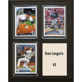 MLB Tampa Bay Rays Evan Longoria Two Card Plaque, 8" x 10", Brown