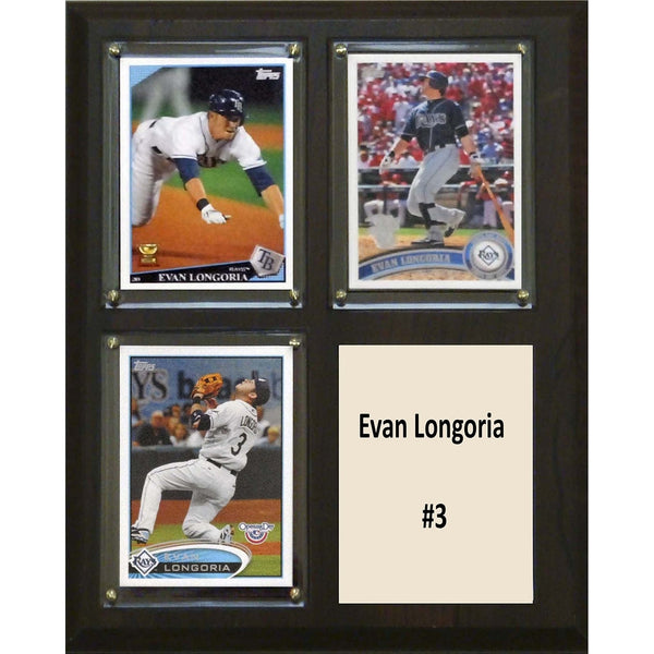 MLB Tampa Bay Rays Evan Longoria Two Card Plaque, 8" x 10", Brown