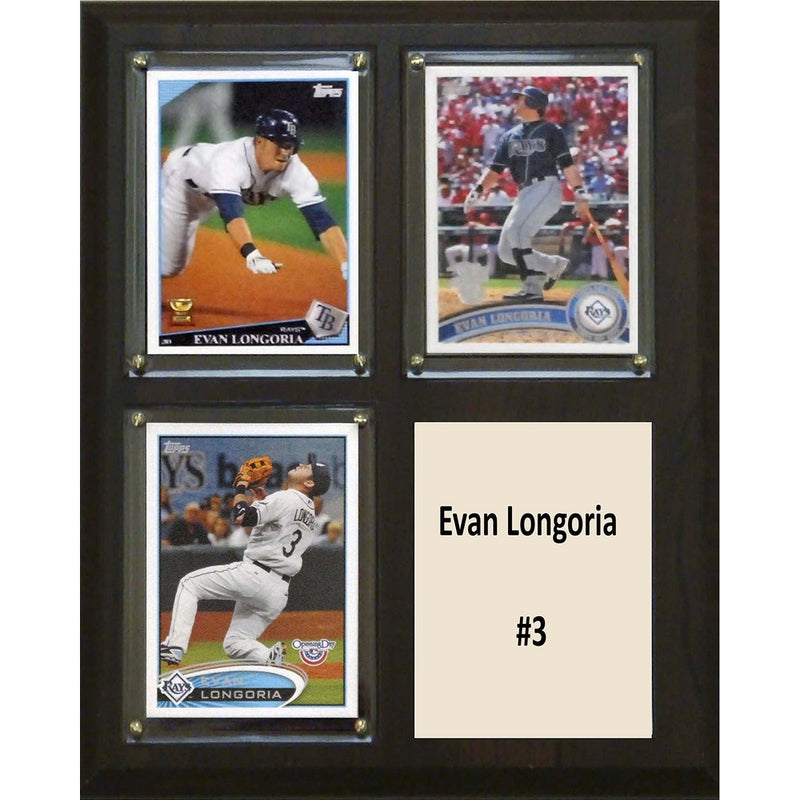 MLB Tampa Bay Rays Evan Longoria Two Card Plaque, 8" x 10", Brown