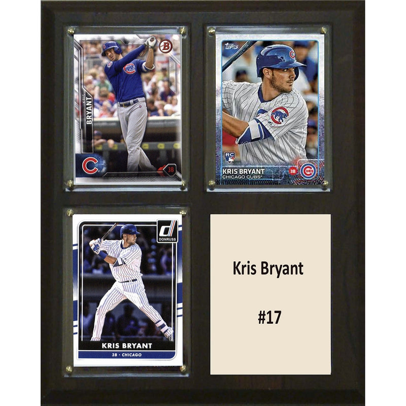 MLB Chicago Cubs Kris Bryant Three Card Plaque, 8" x 10", Brown