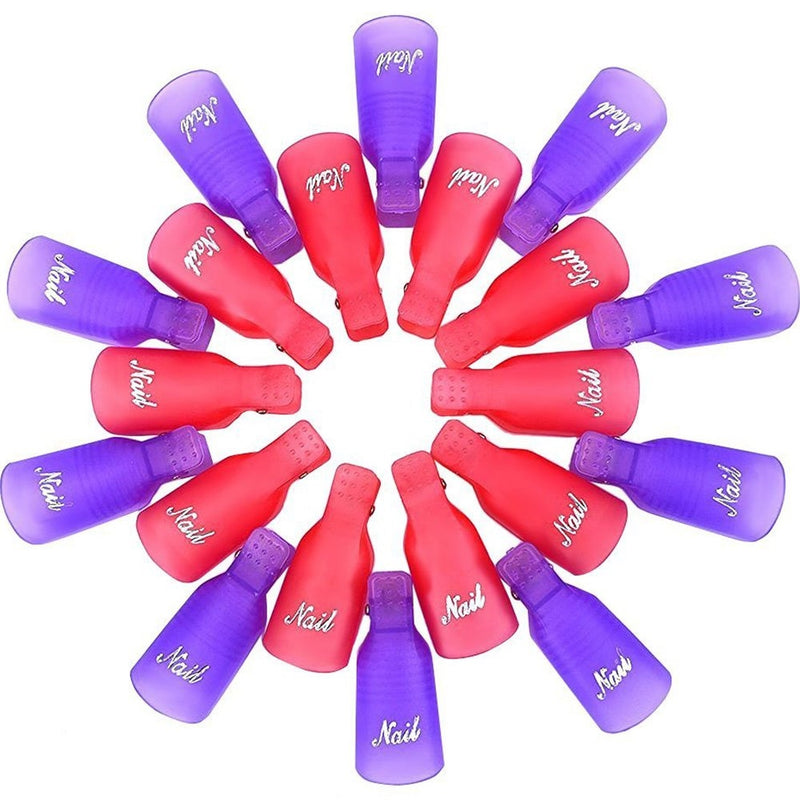 eBoot Acrylic Nail Art Soak Off Clips Caps UV Gel Nail Polish Remover Wrap Tool, 20 Pieces (Purple and Pink)