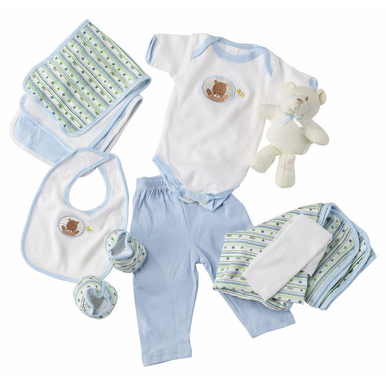 Big Oshi Baby Essentials Gift Basket 10-Piece Layette Set Infant up to 0-6 Months - Blue
