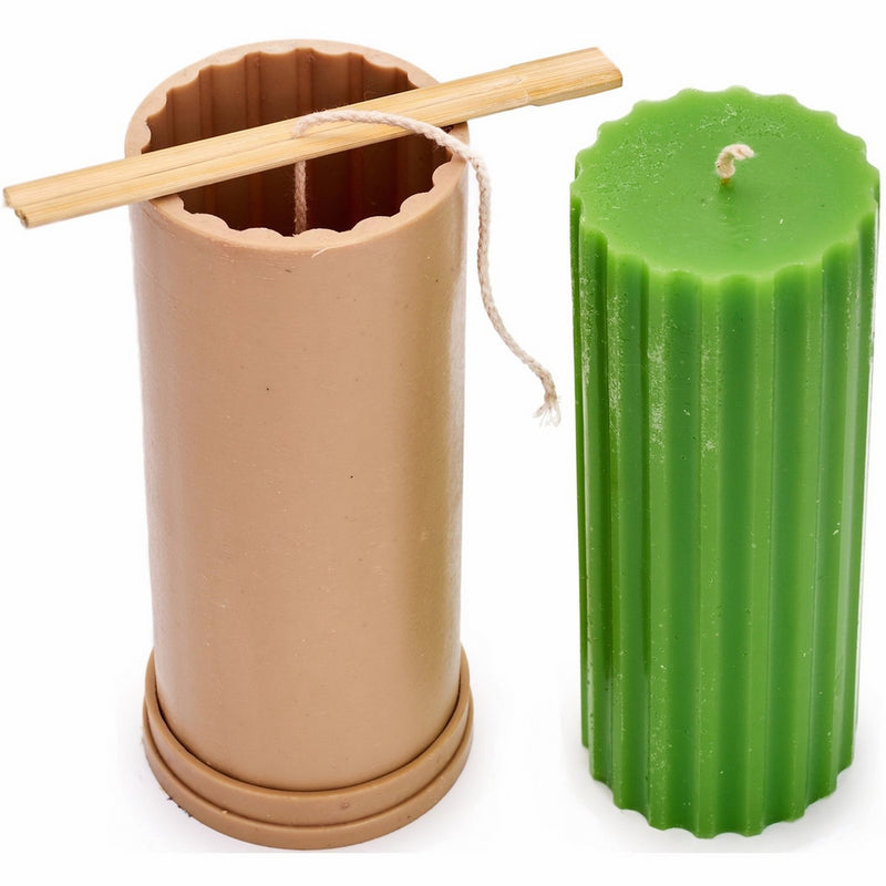 Candle Shop - ylinder Rif mold - height: 6.7 in, width: 2.7 in - 30 ft. of wick included as a gift - Plastic candle molds for making candles