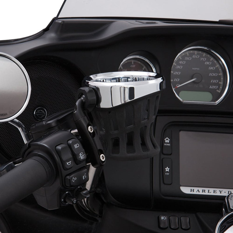 Ciro Drink Holder Perch Mount Chrome Plated & Rubber, Black Finish 50411
