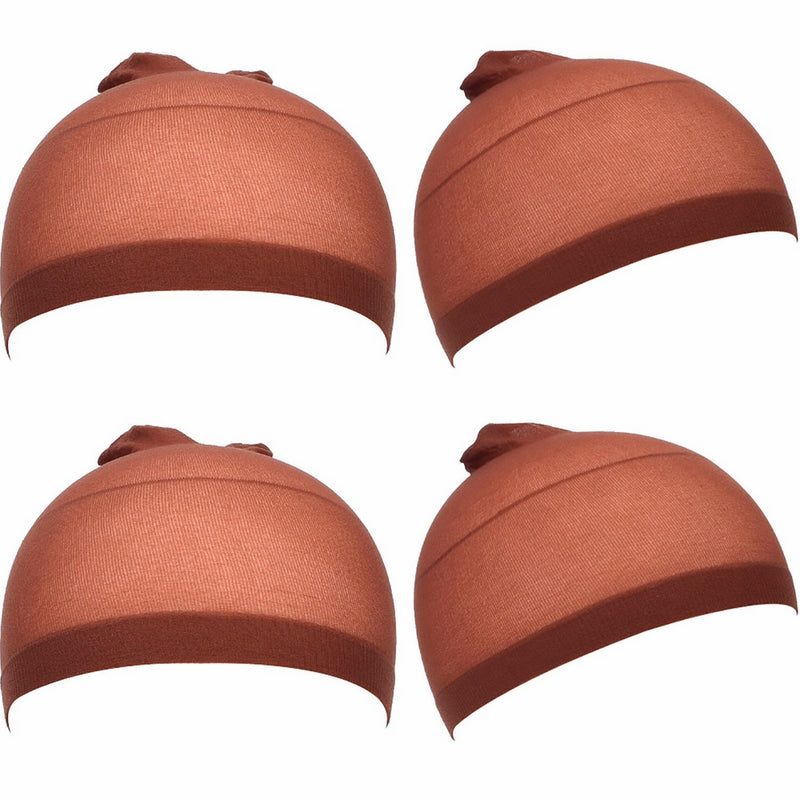eBoot Nylon Wig Caps, 4 Pieces (Dark Brown)