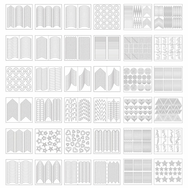 eBoot 1275 Pieces 49 Designs Nail Art Stencils French Tip Guides Stickers Form Fringe Guides Vinyl, 36 Sheets