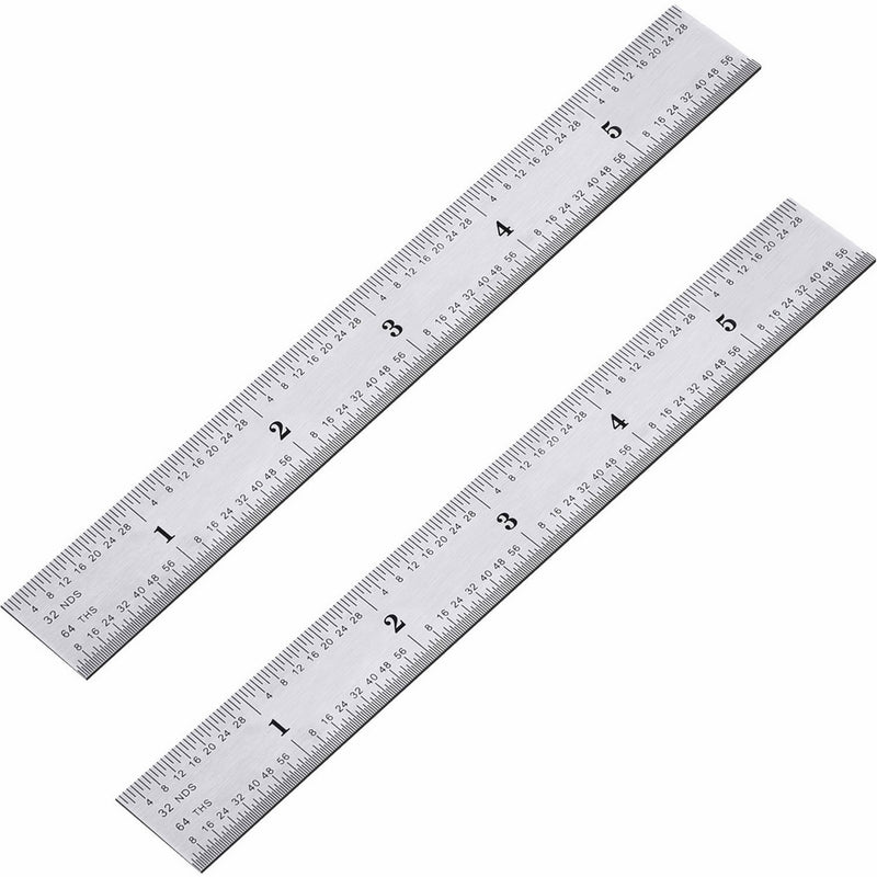 eBoot 2 Pack Stainless Steel Ruler 6 Inch for Engineering, School, Office, Drawing and Other Projects