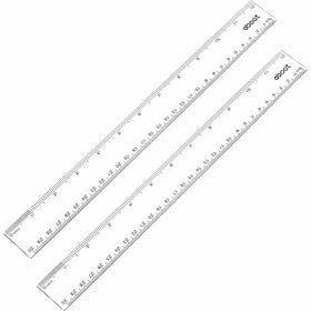 eBoot 12 Inches Plastic Ruler Straight Ruler Plastic Measuring Tool for Student School Office, Clear, 2 Pack