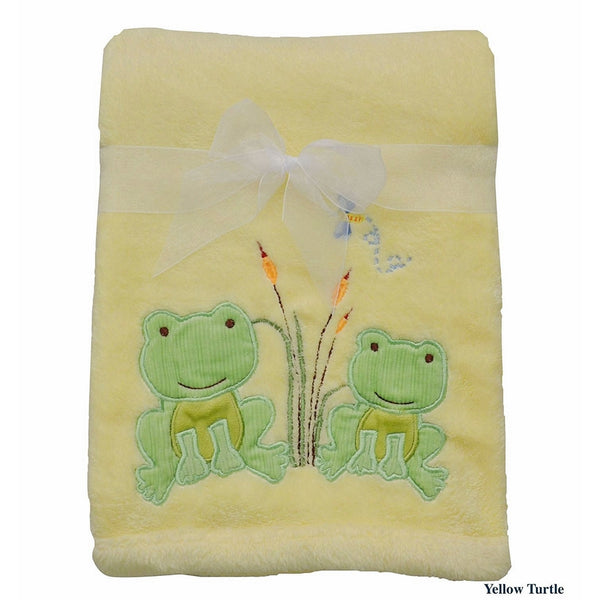 Baby Coral Fleece Blanket, 40" X 30" Cozy, Comfortable & Warm (Yellow Frog)