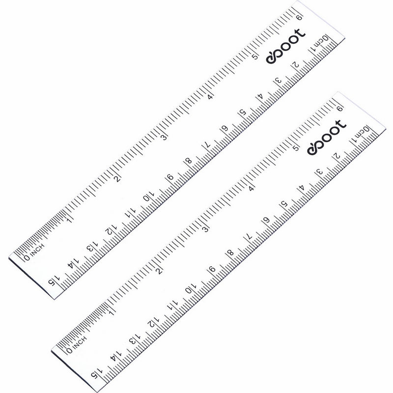 eBoot 6 Inches Clear Plastic Ruler Straight Ruler Plastic Measuring Tool for Student School Office, 2 Pack