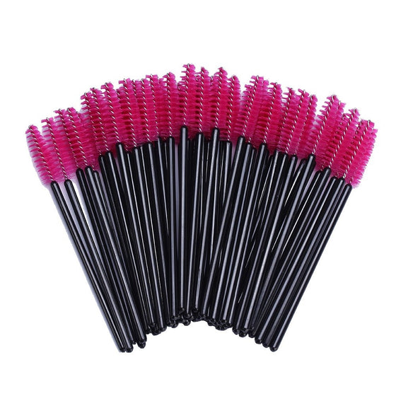 100 Pcs Disposable Eyelash Mascara Brushes Wands Applicator Eyebrow Brush Makeup Kit (Pink)