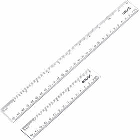 eBoot Plastic Ruler Straight Ruler Plastic Measuring Tool 12 Inches and 6 Inches, 2 Pieces (Clear)
