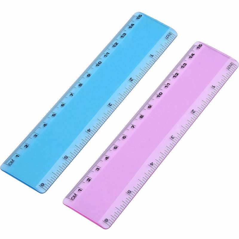 eBoot Plastic Color Ruler Straight Ruler Math Rulers, 2 Pieces, 2 Transparent Colors (6 Inch)