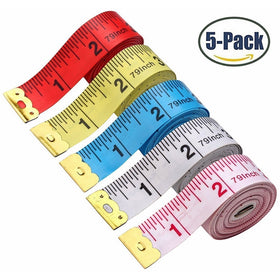 BUSHIBU 5 Piece Body Measuring Ruler Sewing Tailor Tape Measure Soft Flexible 79'' /200 cm Colorful