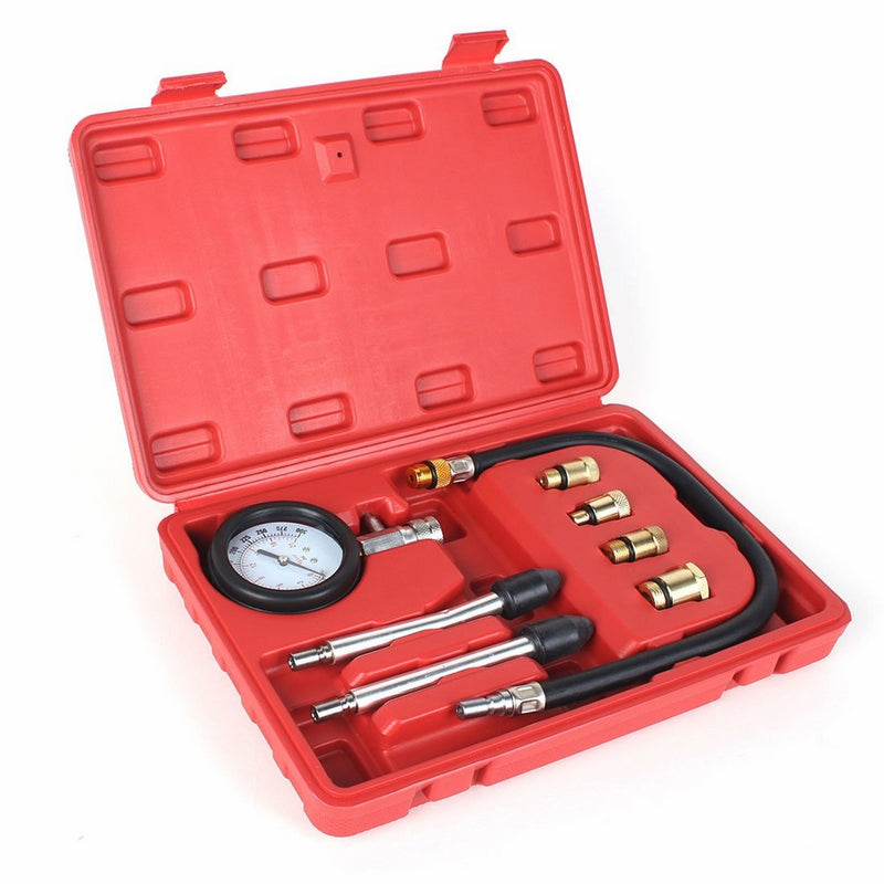 8PCS Professional Tester Test Kit Cylinder Compression Gas Engine Set Automotive Tool Gauge for Car & Truck