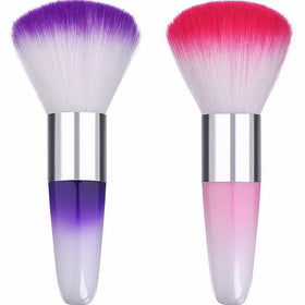 eBoot 2 Pieces Soft Nail Art Dust Remover Powder Brush Cleaner for Acrylic and Makeup Powder Blush Brushes (Pink, Purple)