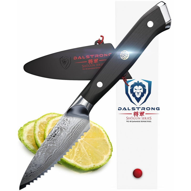 Dalstrong Serrated Paring Knife - Shogun Series - VG10-3.5" - Sheath