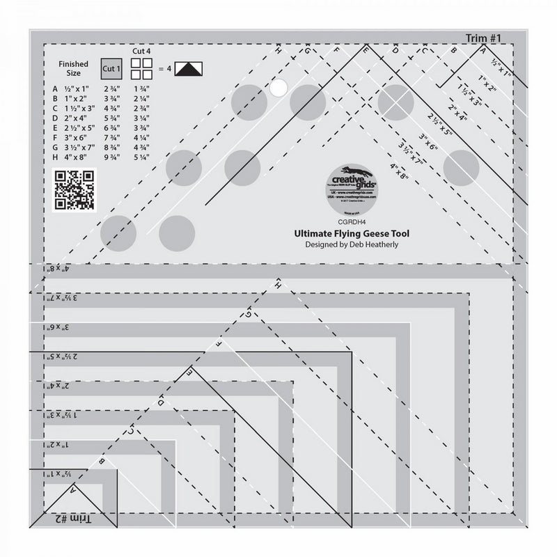 Creative Grids Ultimate Flying Geese Template and Quilt Ruler [CGRDH4]
