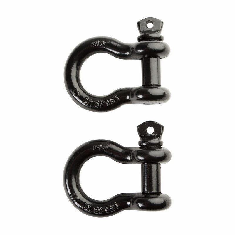 Driver Recovery 2 Pack 3/4" D-Ring/Bow Shackles - Extreme Heavy-Duty Grade 70 Black Powder Coated Steel - 4.75 Ton (9,500 Pounds) Working Capacity - For Off Road Towing, Jeep Accessory or Truck