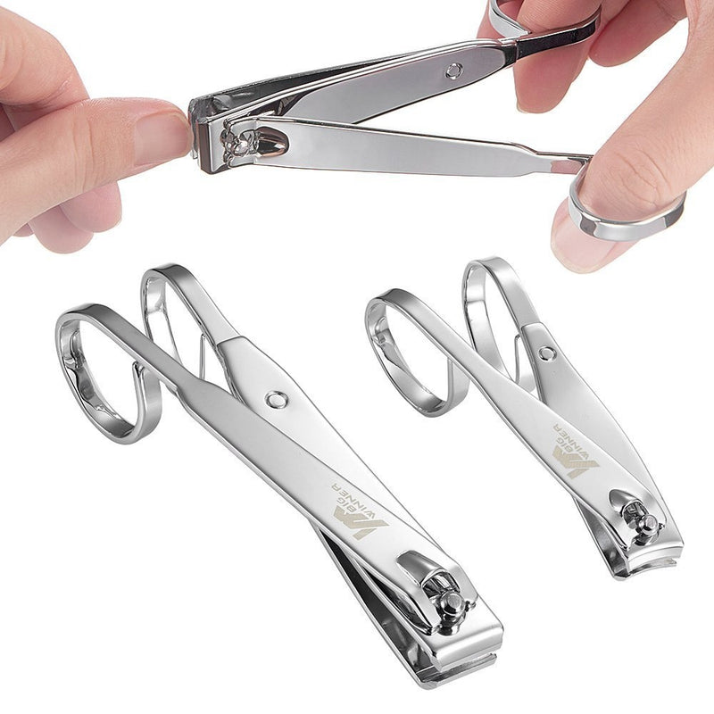 BIGWINNER Nail Clippers, EZ Comfort Grip Nail Clipper,Sharp Stainless Steel Blade Toenail Clippers Set of 2 (Small and Large)