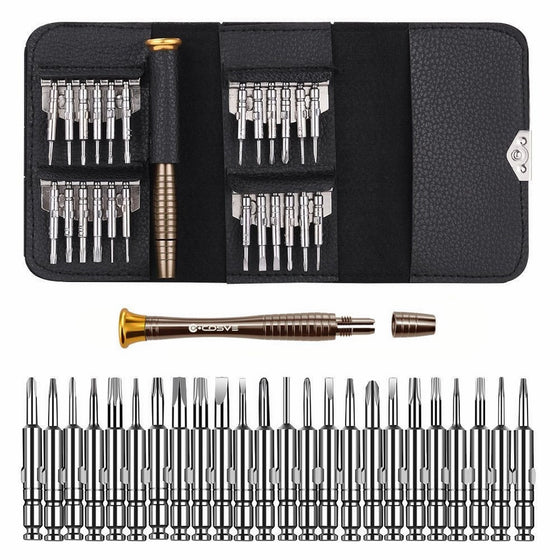 25 in 1 Screwdriver Set, COSVE Mini Precision Screwdriver Tool Set for PC, Glasses, Mobile Phone, Laptop, Watch, RC Quadcopter Drone in Leather Case(Chrome Vanadium Steel)