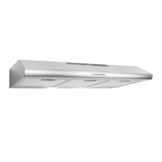 Cosmo COS-5MU36 200 CFM Ducted Under Cabinet Stainless Steel Range Hood With Push Button Control Panel, Kitchen Vent Hood Exhaust Fan With Aluminum Filters And LED Lighting