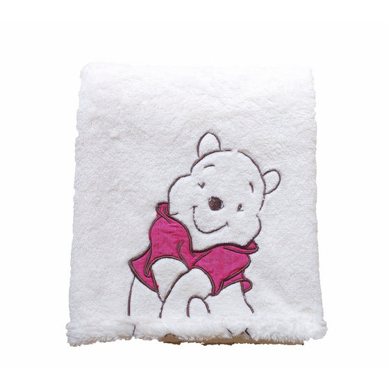 Cozy Line Home Fashions Super Soft Coral Fleece Baby Blanket, Cute Animal Pattern, 40" X 30" Cozy, Comfortable & Warm , Best Gift for Baby Boy Baby Girl (Ivory Winnie The Pooh)