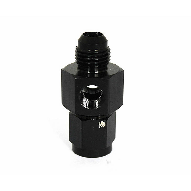 Dracary Nitrous Adapter With Two 1/8" NPT Ports For Gauge Paurge -4 AN Male To -4 AN Female Black (4AN)