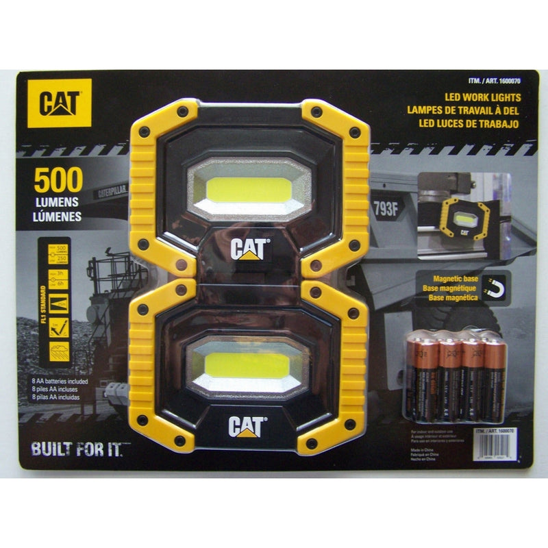 CAT LED Work Lights 500 Lumens, Rugged, Magnetic, Rotating Handle - 2 Pack
