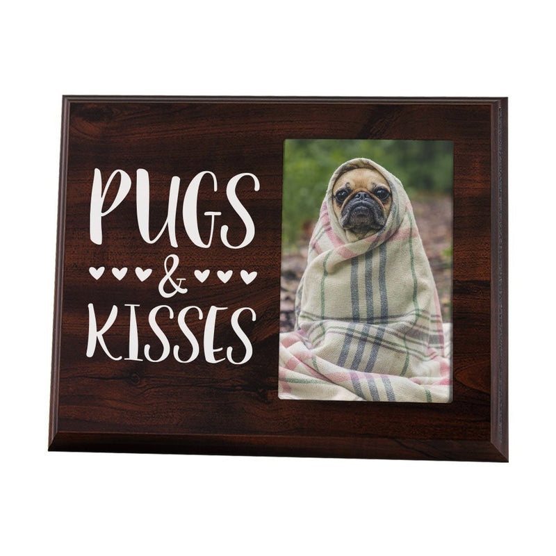 Elegant Signs Pug Gift Picture Frame for Lover of Pugs and Kisses - Easy Change Photo