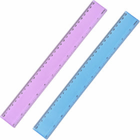 eBoot Plastic Color Ruler Straight Ruler Math Rulers, 2 Pieces, 2 Transparent Colors (12 Inch)