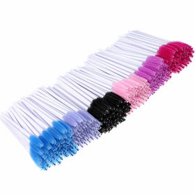 eBoot 300 Pieces Colored Disposable Mascara Wands Eyelash Eye Lash Brush Makeup Applicators Kit (White Handle, Multicolor Head)
