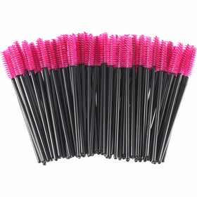 eBoot 300 Pieces Colored Disposable Mascara Wands Eyelash Eye Lash Brush Makeup Applicators Kit (Black Handle, Rose Red Head)