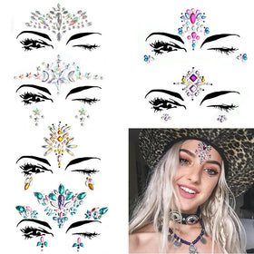 6 Sets Women Mermaid Face Gems Glitter,Rhinestone Rave Festival Face Jewels,Bindi Crystals Face Stickers, Eyes Face Body Temporary Tattoos for Music Festivals Vibe Bohemian Coachella