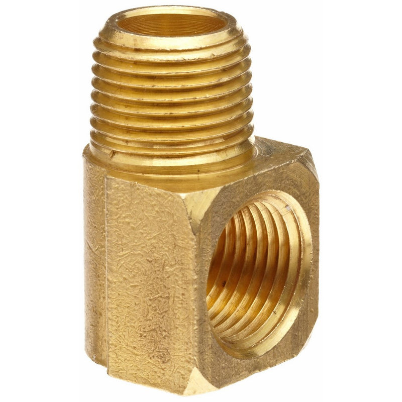 Anderson Metals Brass Pipe Fitting, 90 Degree Barstock Street Elbow, 1/4 Male Pipe x 1/4 Female Pipe