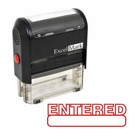 ENTERED Self Inking Rubber Stamp - Red Ink