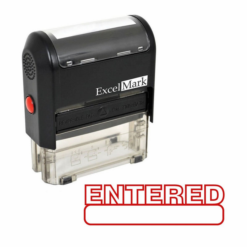 ENTERED Self Inking Rubber Stamp - Red Ink