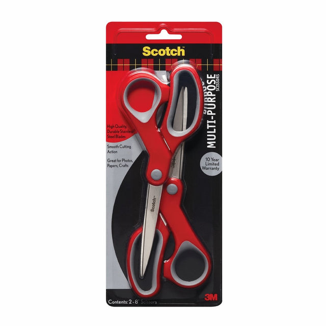 Scotch Multi-Purpose Scissor, 8 Inch, 2 Pack (1428-2)