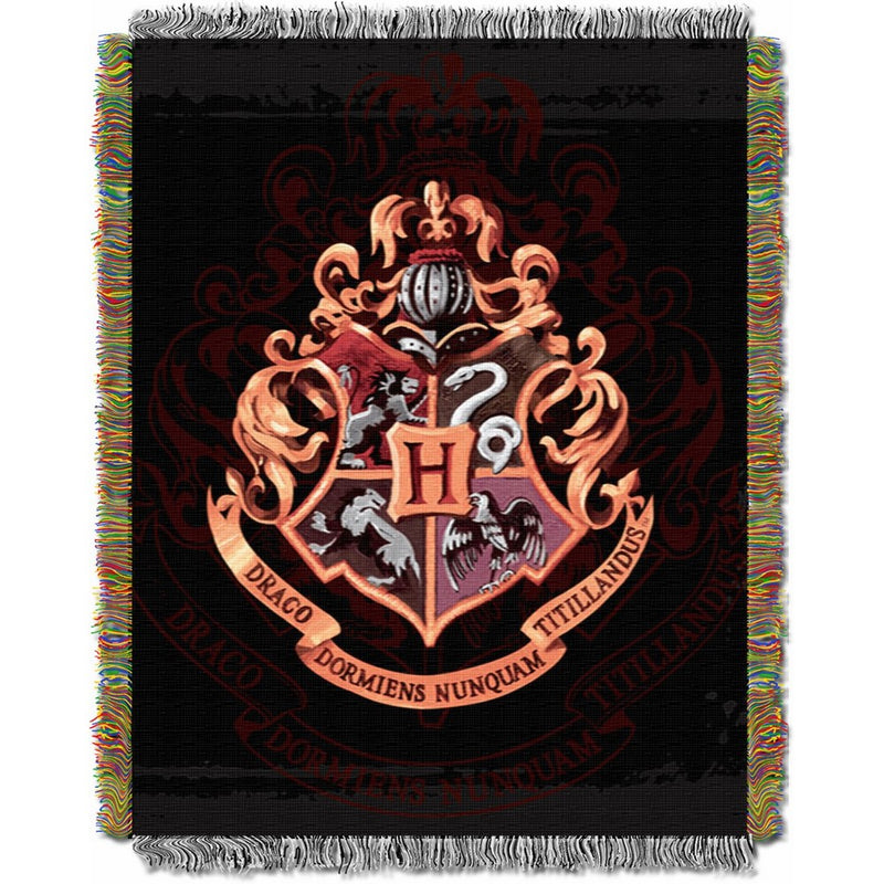 Warner Brothers JK Rowling Harry Potter,Hogwarts Décor Metallic Woven Tapestry Throw Blanket, 48" x 60"