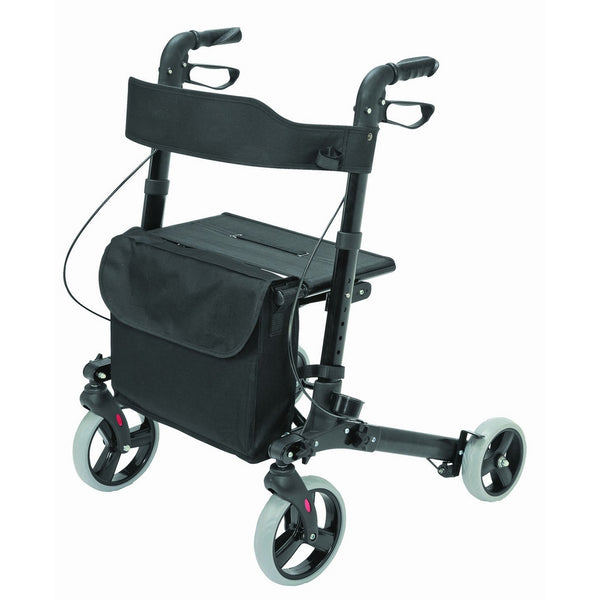 Medical Rollator Walker Euro Style, Compact Folding Walker, Lightweight Aluminum Walker, Black