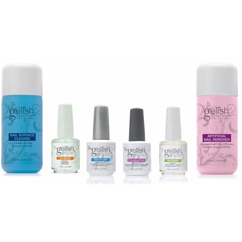 NEW Gelish Full Size Gel Nail Polish Basix Care Kit (15ml) Remover & Cleanser