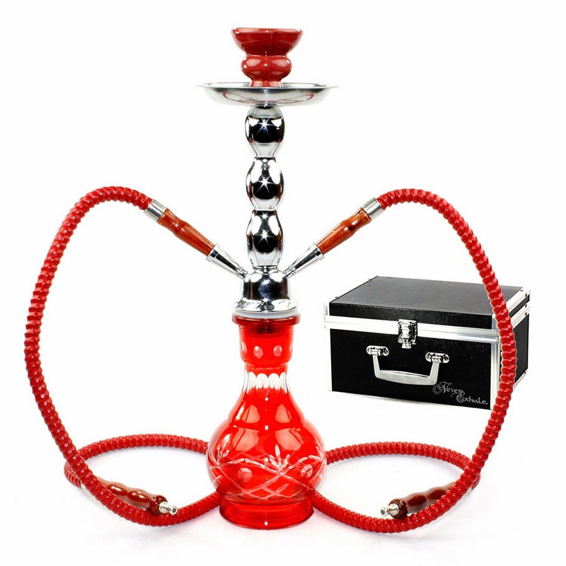 GSTAR Deluxe Series: 18" 2 Hose Hookah Complete Set w/ Travel Case (Lilium Red)