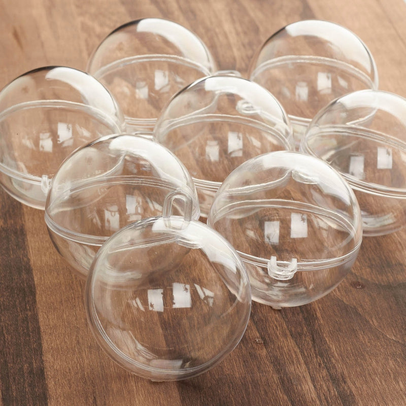 Package of 12 Clear Plastic Crafting Acrylic 60mm Fillable Ball Ornaments & Bath Bomb Molds