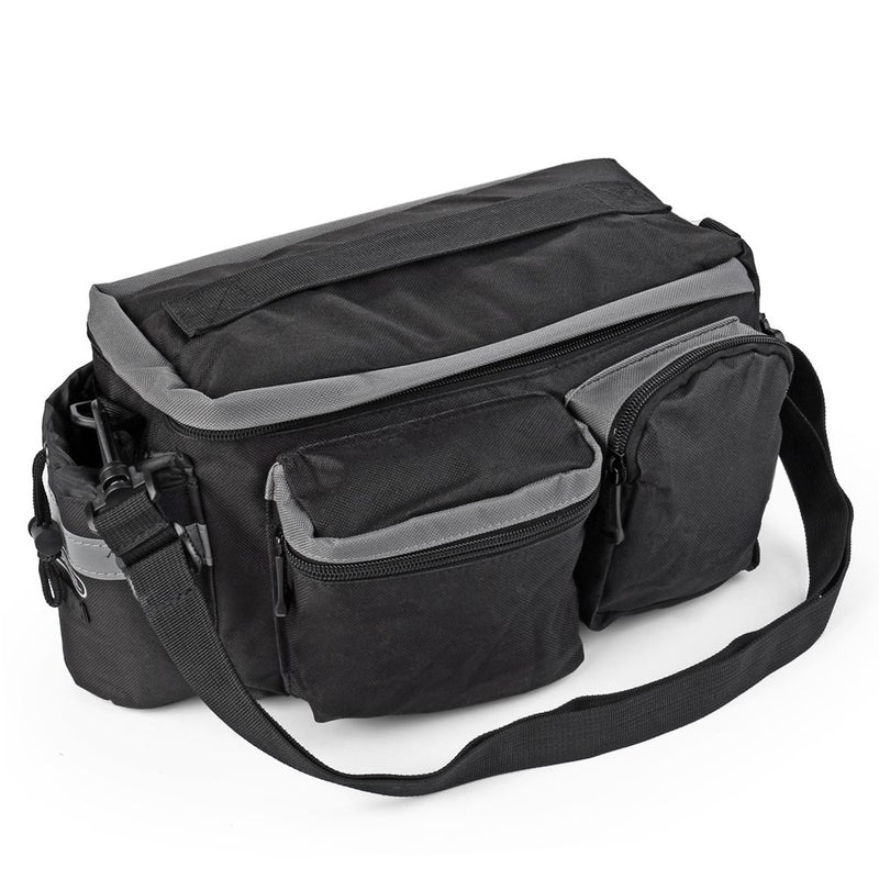 Flexzion Bike Rear Seat Trunk Carrier Rack Bag - Bicycle Cycling Multi-Function Tail Basket Luggage Package Bag Quick Release with Reflective Trim Shoulder Strap for Travel Touring Outdoor