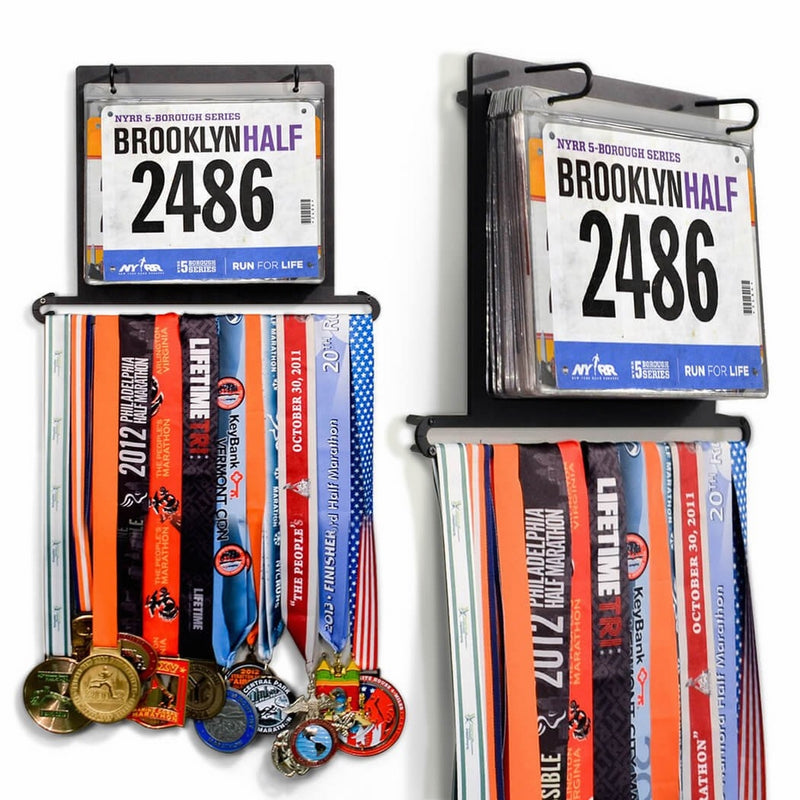 Gone For a Run BibFOLIO Plus Race Bib and Medal Display | Wall Mounted Medal Hanger – Displays up to 24 medals and 100 race bibs