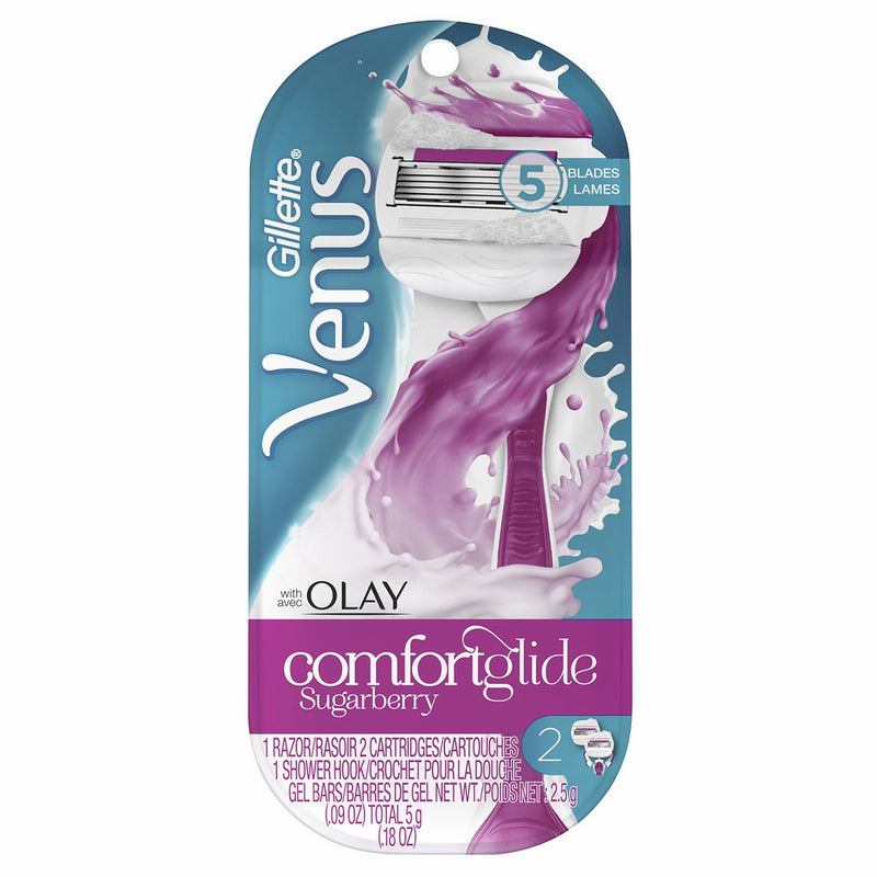 Venus ComfortGlide with Olay Sugarberry Women's Razor - 1 handle 2 refills