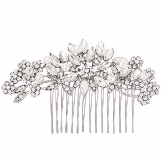 Fairy Moda Vintage Wedding Hair Accessories for Brides Crystal Simulated Pearl Bridal Hair Comb Women