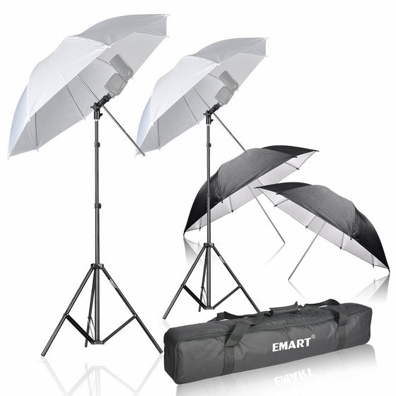 Emart Photo Studio Double Off Camera Speedlight Flash Umbrella Kit, Shoemount E-Type Brackets for Photography