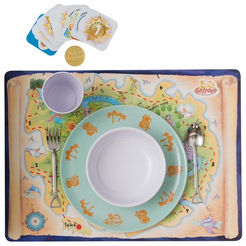 Gotrovo Mealtime Adventures Educational Dinner Game/Table Game for Kids. Includes Game Board, Reward Game Cards, Fun Novelty Cutlery and Dinner Set all in one